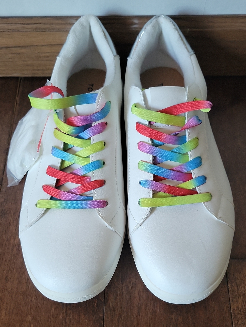 NWOT Torrid White Sneakers with Rainbow Ombre Laces Size 11W